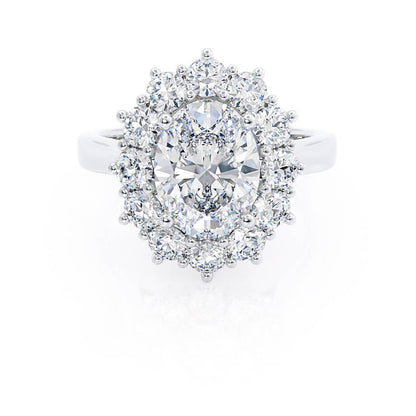 2.10 CT Oval Shaped Moissanite Halo Style Engagement Ring