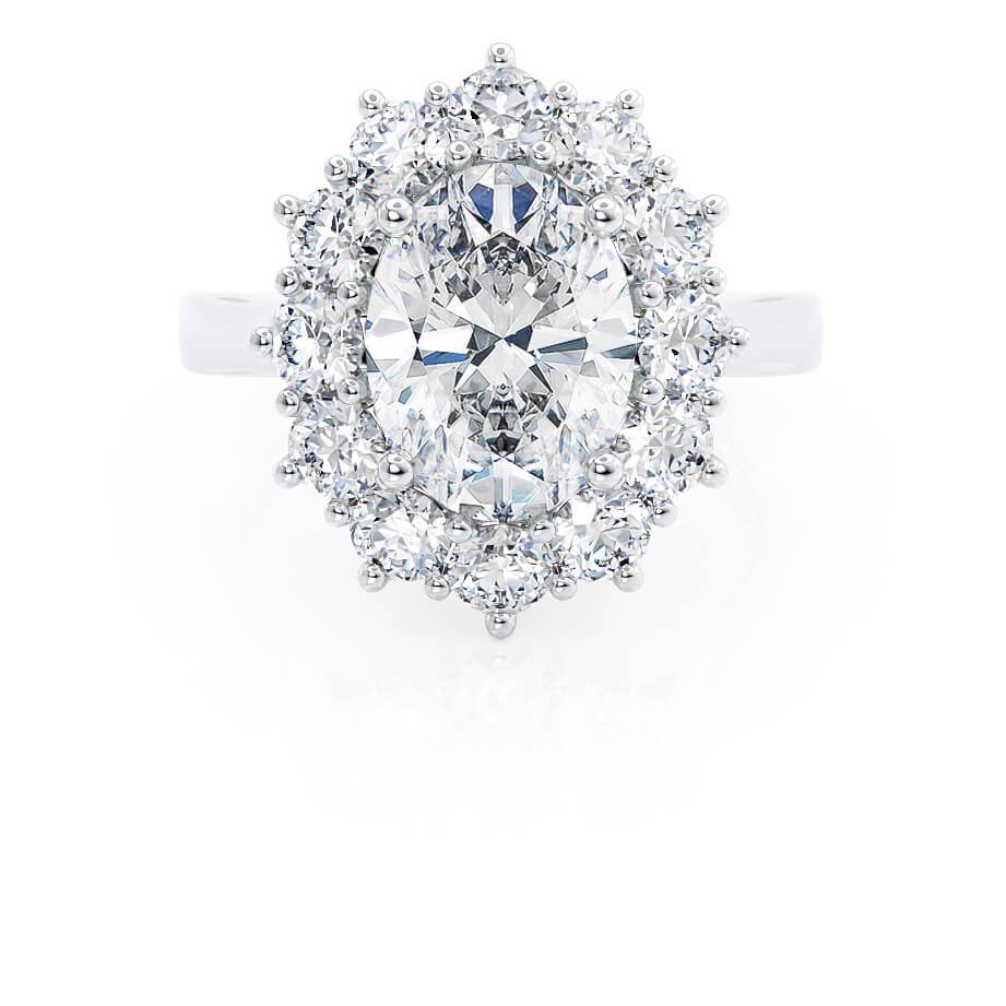 2.10 CT Oval Shaped Moissanite Halo Style Engagement Ring