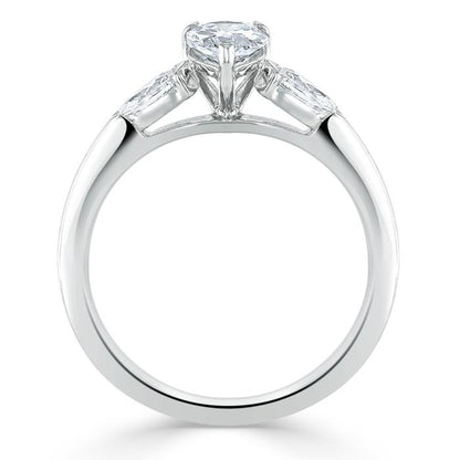 1.0 CT Pear Cut Moissanite Three Stone Engagement Ring