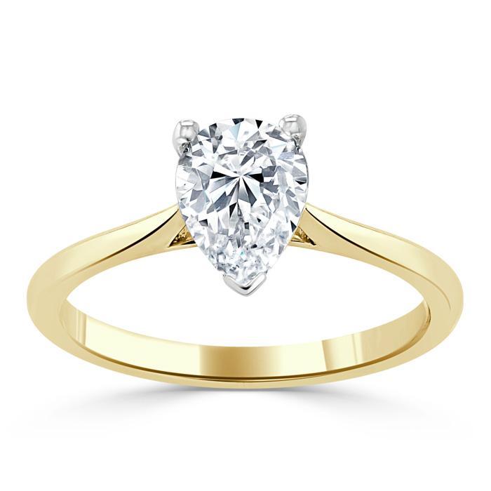 0.75 CT Pear Cut Solitaire Moissanite Engagement Ring