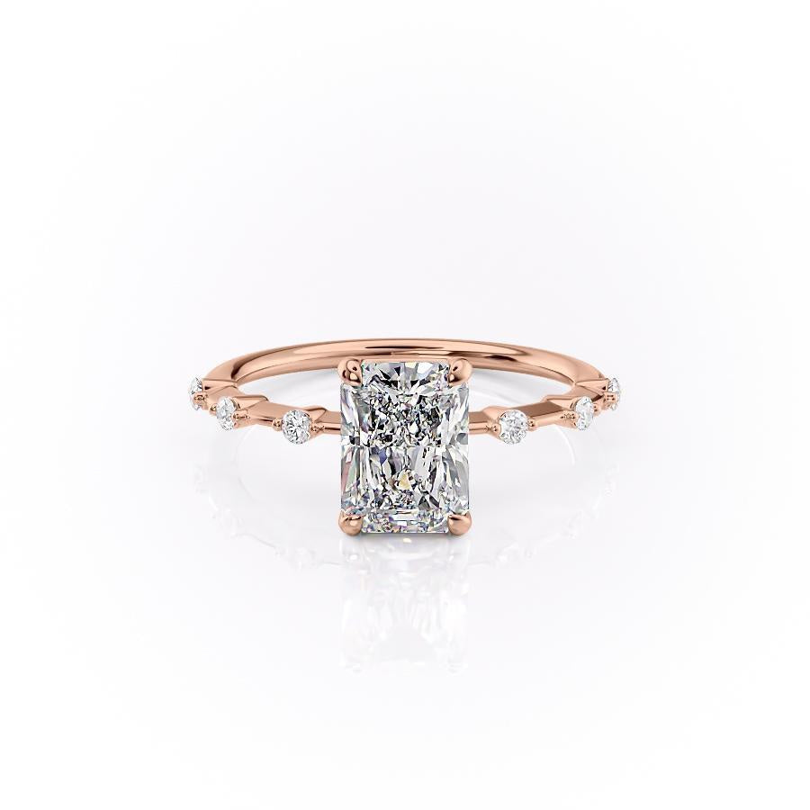 2.10 CT Radiant Solitaire Dainty Pave Set Moissanite Engagement Ring