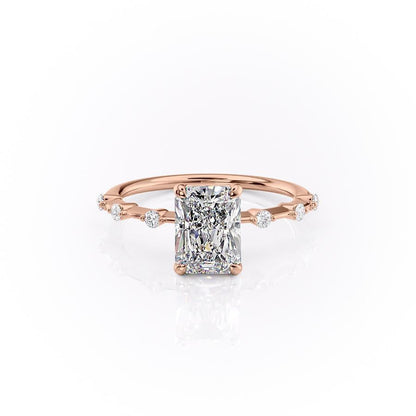 2.10 CT Radiant Solitaire Dainty Pave Set Moissanite Engagement Ring