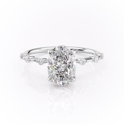 2.72 CT Oval Cut Solitaire Dainty Pave Moissanite Engagement Ring