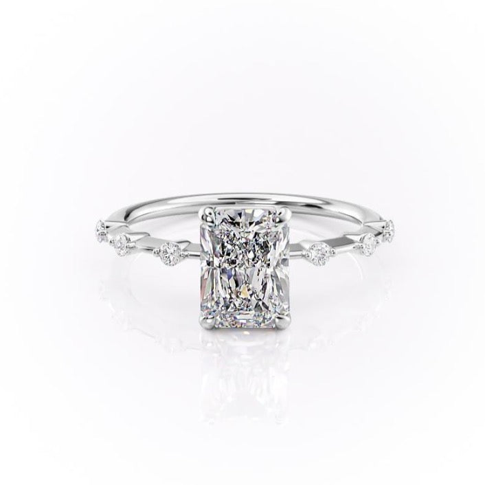 2.10 CT Radiant Dainty Pave Setting Moissanite Engagement Ring