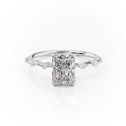 2.10 CT Radiant Dainty Pave Setting Moissanite Engagement Ring