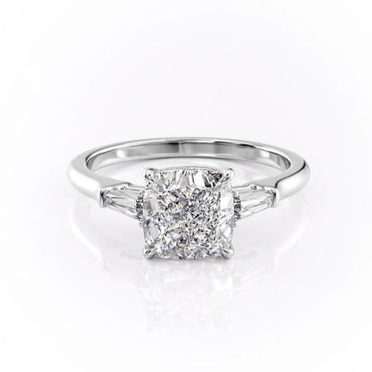 2.54 CT Cushion Cut Three Stones Moissanite Engagement Ring