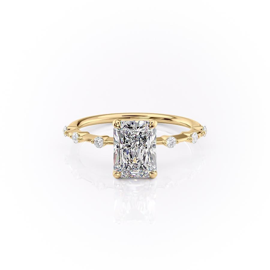 2.10 CT Radiant Dainty Pave Setting Moissanite Engagement Ring