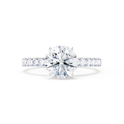 1.0 CT Round Shaped Moissanite Solitaire Pave Style Engagement Ring