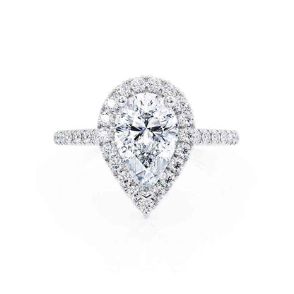 0.94 CT Pear Shaped Moissanite Halo Style Engagement Ring