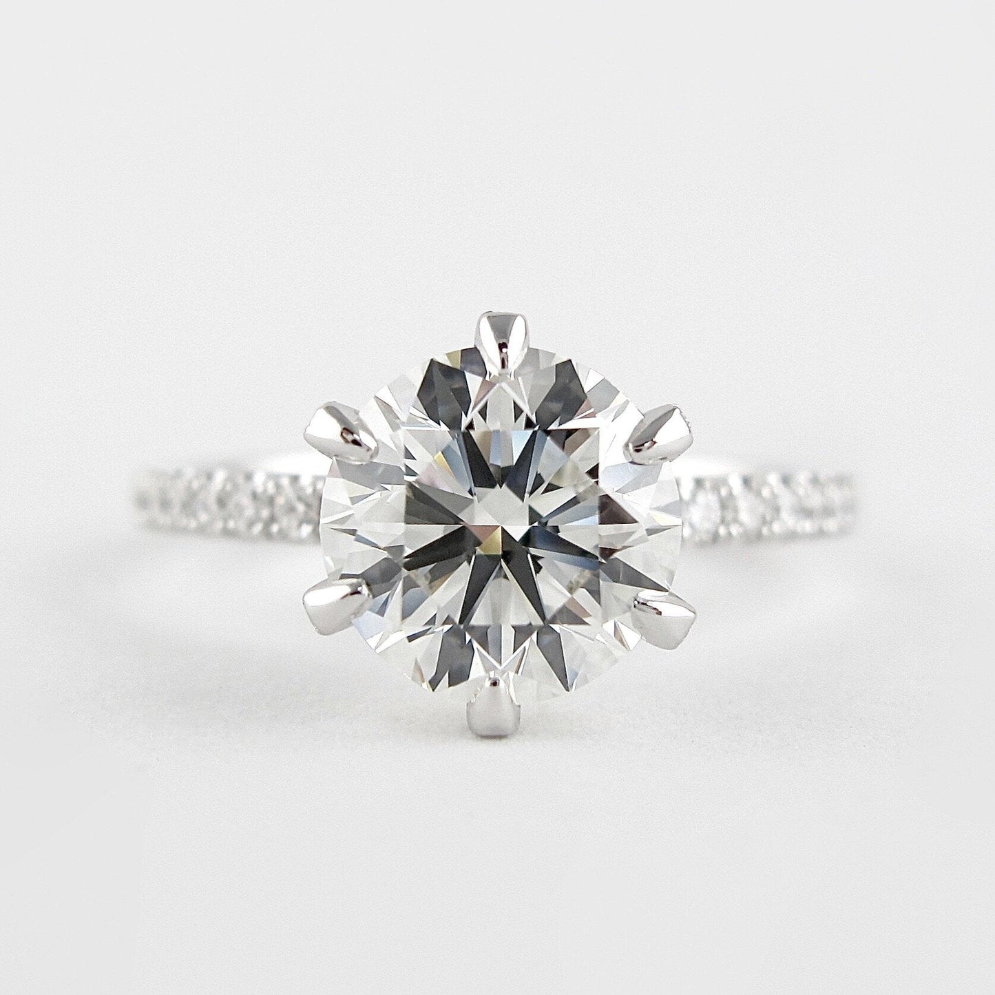 1.5 CT Round Cut Pave Setting Moissanite Engagement Ring