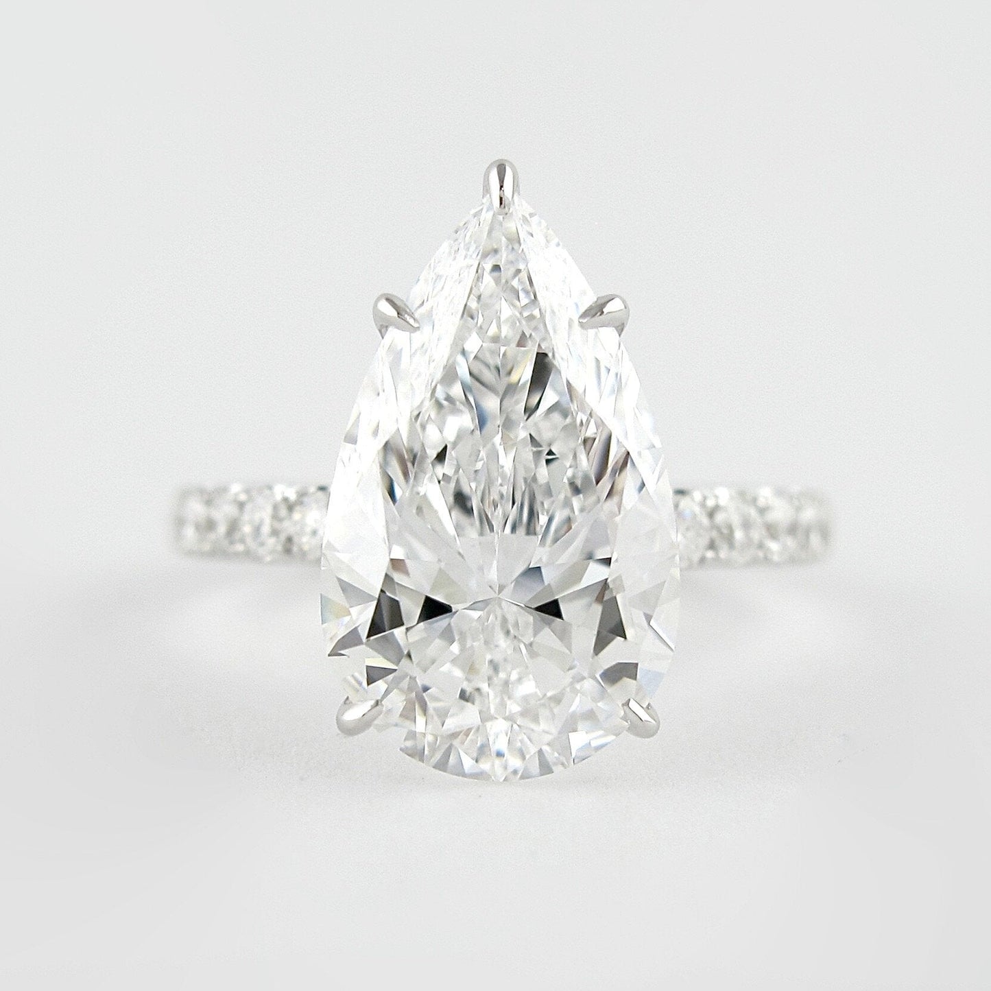 2.10 CT Pear Cut Hidden Halo & Pave Moissanite Engagement Ring