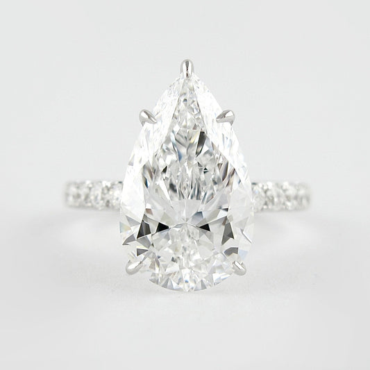 2.10 CT Pear Cut Hidden Halo & Pave Moissanite Engagement Ring