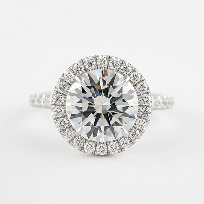 1.0 CT Round Cut Halo Style Moissanite Engagement Ring