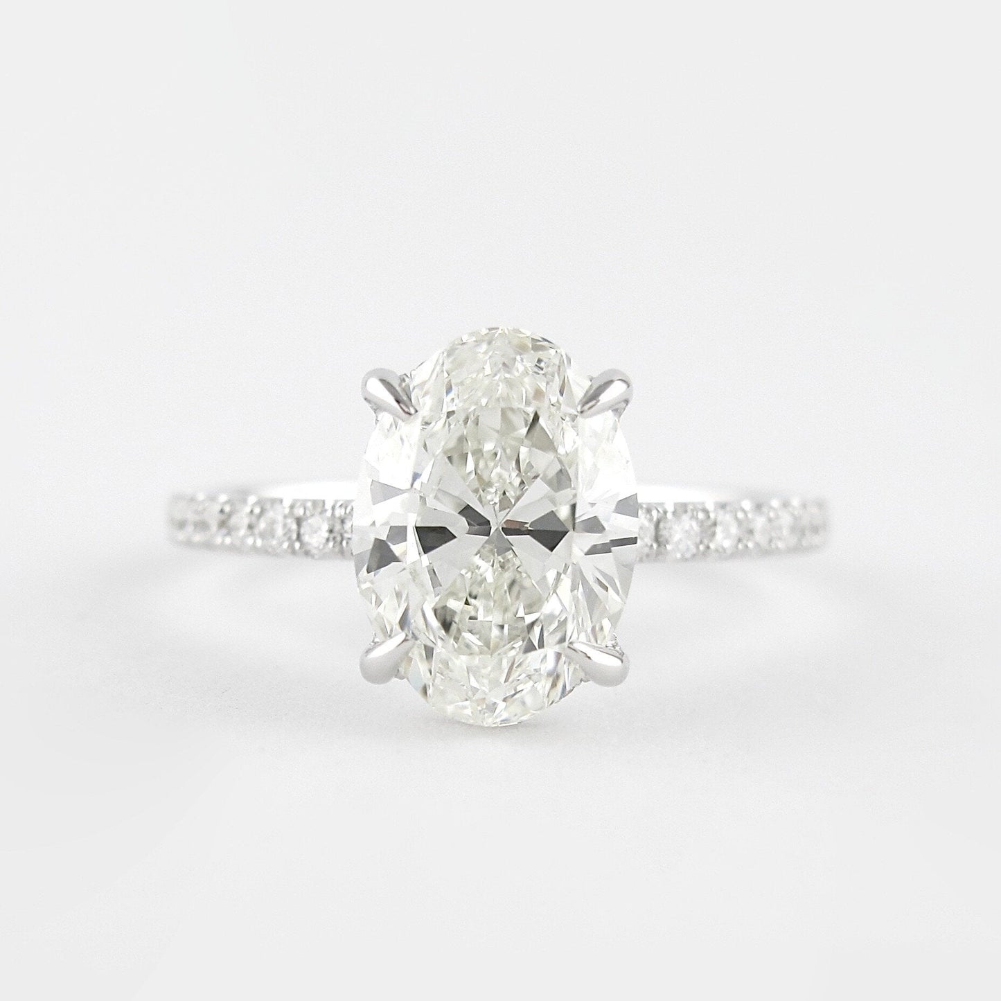 1.33 CT Oval Pave Setting Moissanite Engagement Ring