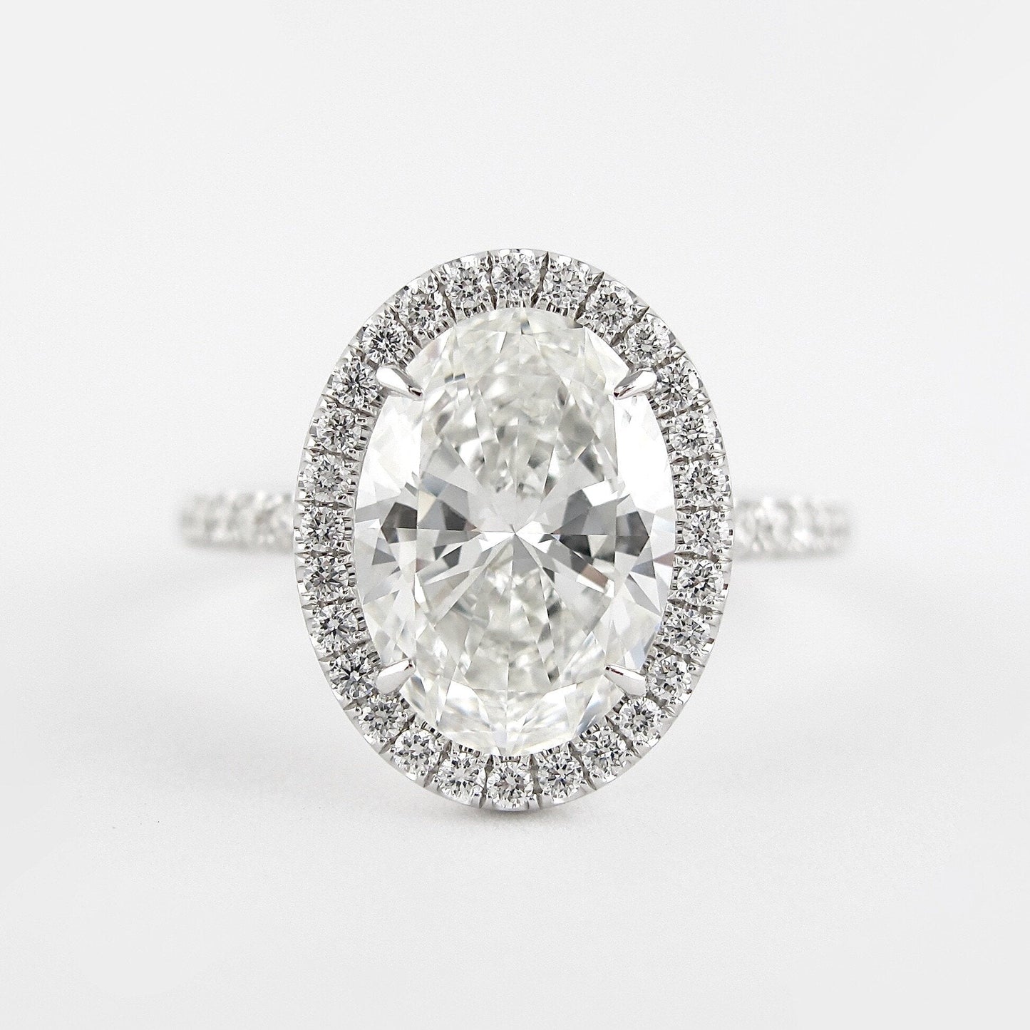 2.72 CT Oval Cut Halo Style Moissanite Engagement Ring