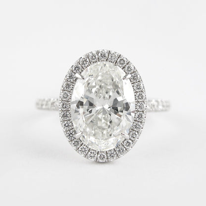 2.72 CT Oval Cut Halo Style Moissanite Engagement Ring