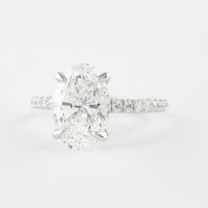 1.33 CT Oval Cut Pave Setting Moissanite Engagement Ring