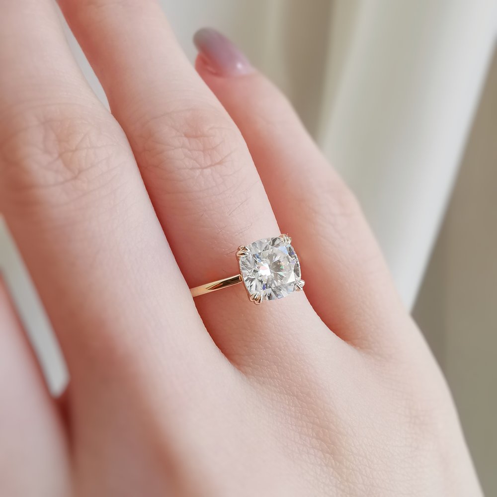 1.50 CT Cushion Shaped Moissanite Solitaire Engagement Ring