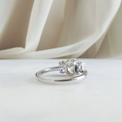 1.50 CT Oval Shaped Moissanite Three Stone Engagement Ring