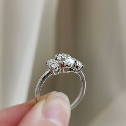 1.50 CT Oval Shaped Moissanite Three Stone Engagement Ring