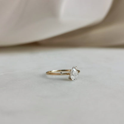 0.50 CT Oval Shaped Moissanite Cluster Engagement Ring