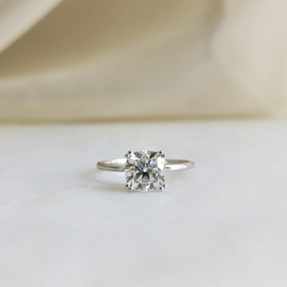 1.50 CT Cushion Shaped Moissanite Solitaire Engagement Ring