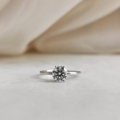 3.0 CT Round Shaped Moissanoite Hidden Halo Engagement Ring