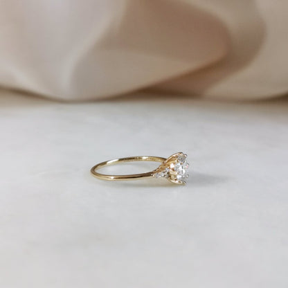 1.0 CT Round Shaped Moissanite Cluster Engagement Ring