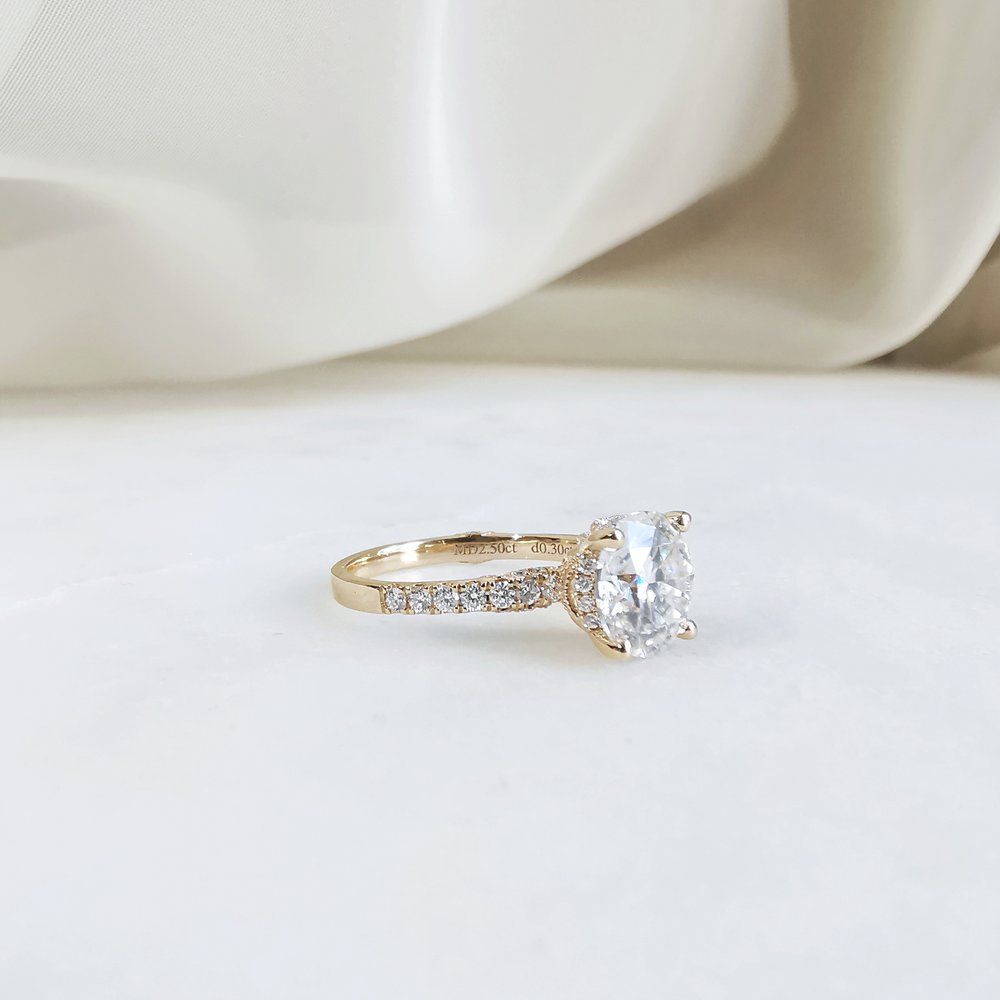 2.50 CT Round Shaped Moissanite Hidden Halo Engagement Ring