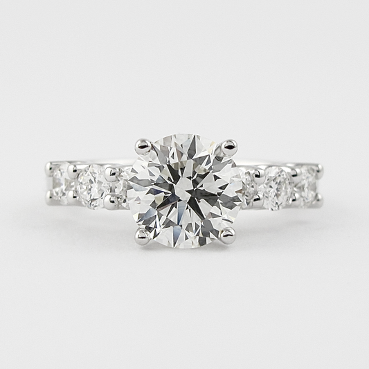 1.0 CT Round Cut Pave Setting  Moissanite Engagement Ring