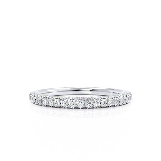 0.49 CT Round Shaped Moissanite Half Eternity Style Wedding Band