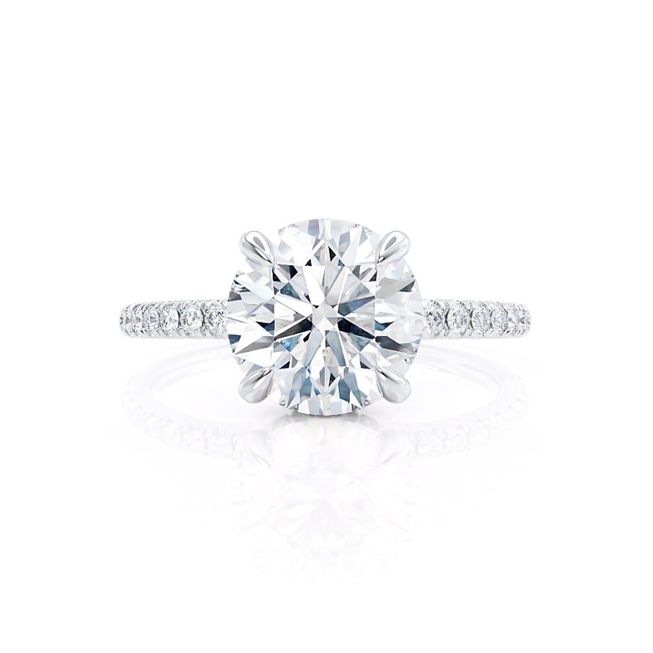 1.0 CT Round Shaped Moissanite Hidden Halo Style Engagement Ring