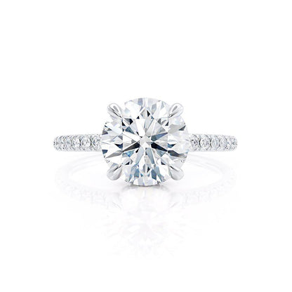 1.0 CT Round Shaped Moissanite Hidden Halo Style Engagement Ring