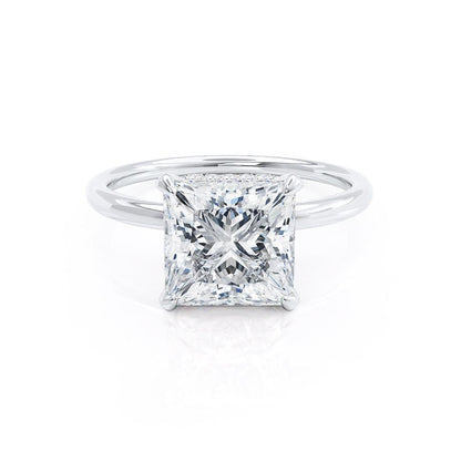 1.20 CT Princess Shaped Moissanite Hidden Halo Style Engagement Ring