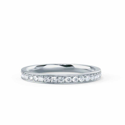 0.16 CT Round Shaped Moissanite Half Eternity Style Wedding Band