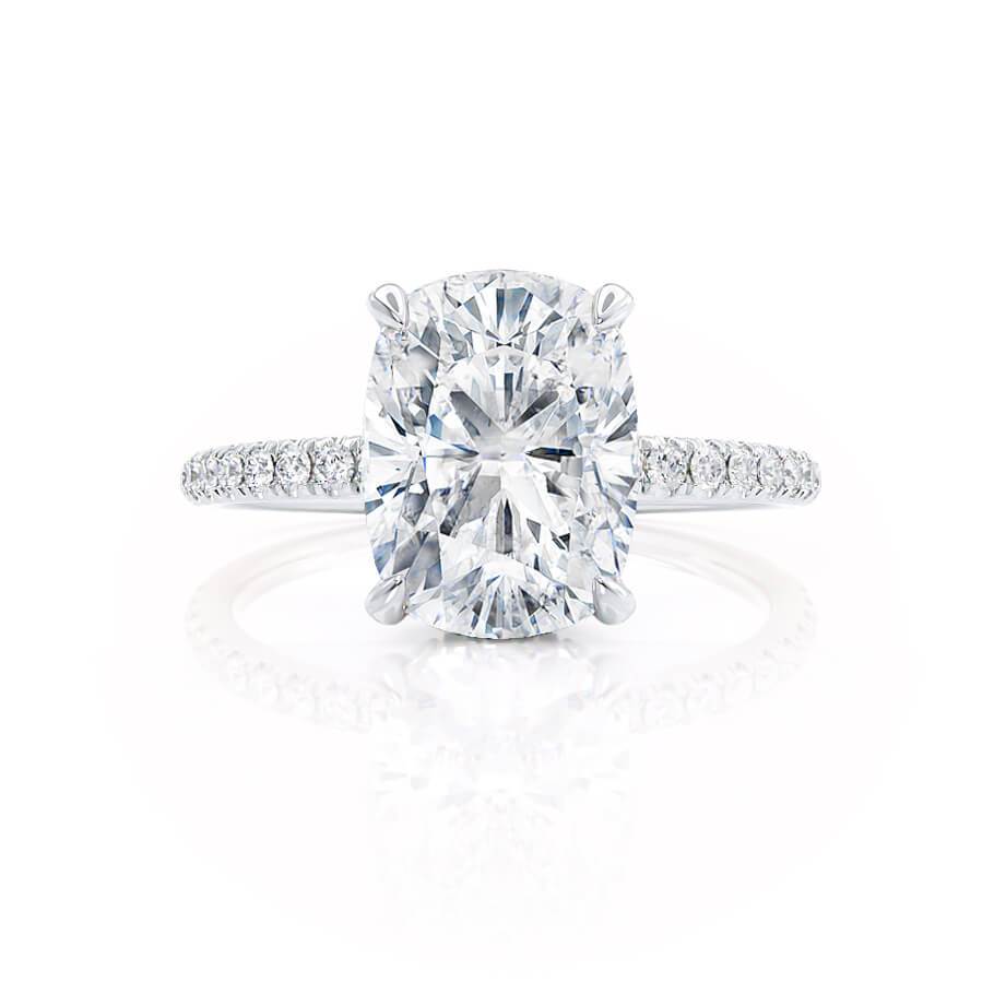 2.30 CT Elongated Cushion Shaped Moissanite Hidden Halo Style Engagement Ring