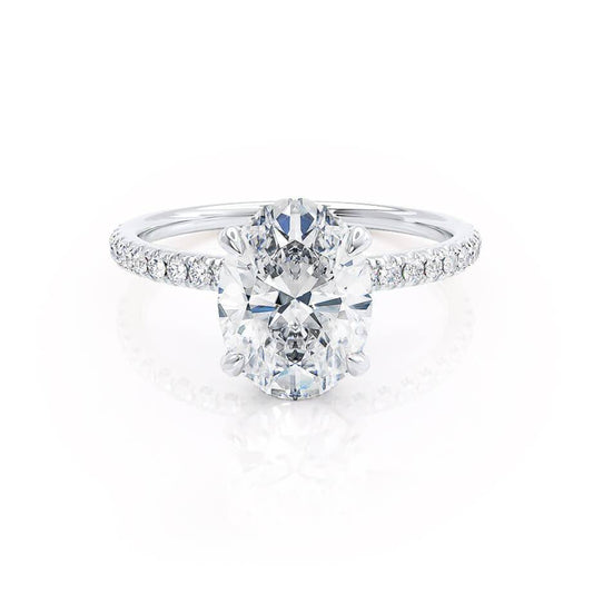 1.50 CT Oval Shaped Moissanite Hidden Halo Style Engagement Ring