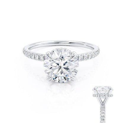 1.0 CT Round Shaped Moissanite Hidden Halo Style Engagement Ring