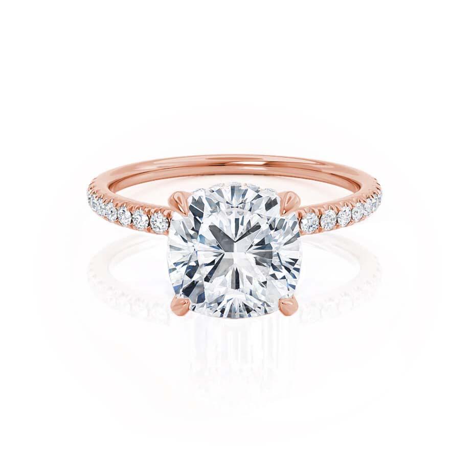 2.40 CT Cushion Shaped Moissanite Hidden Halo Style Engagement Ring