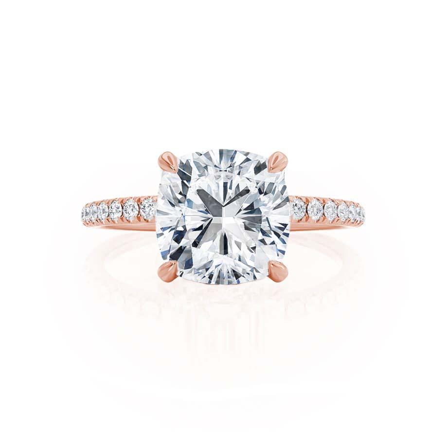 2.40 CT Cushion Shaped Moissanite Hidden Halo Style Engagement Ring