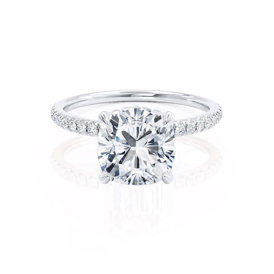 2.40 CT Cushion Shaped Moissanite Hidden Halo Style Engagement Ring