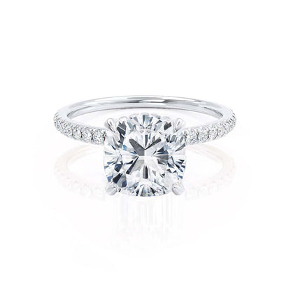 2.40 CT Cushion Shaped Moissanite Hidden Halo Style Engagement Ring