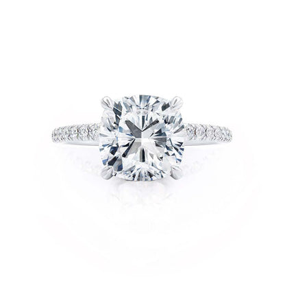 2.40 CT Cushion Shaped Moissanite Hidden Halo Style Engagement Ring