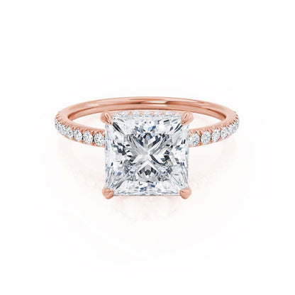 1.20 CT Princess Shaped Moissanite Hidden Halo Style Engagement Ring