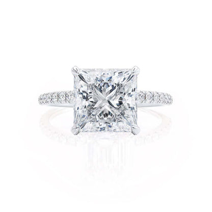 1.50 CT Princess Shaped Moissanite Hidden Halo Style Engagement Ring