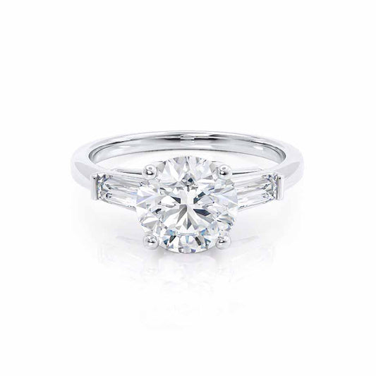 1.0 CT Round Shaped Moissanite Three Stone Style Engagement Ring