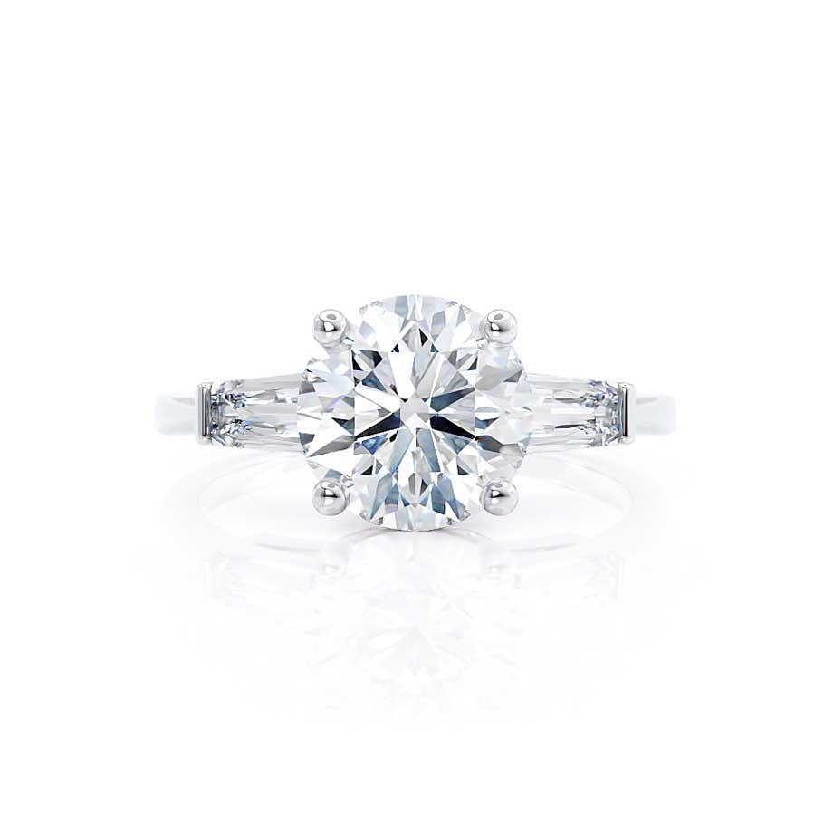 1.0 CT Round Shaped Moissanite Three Stone Style Engagement Ring