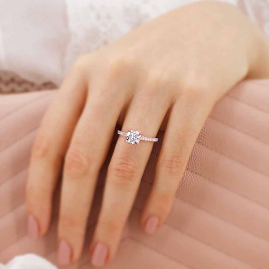 0.8 CT Cushion Shaped Moissanite Solitaire Style Engagement Ring