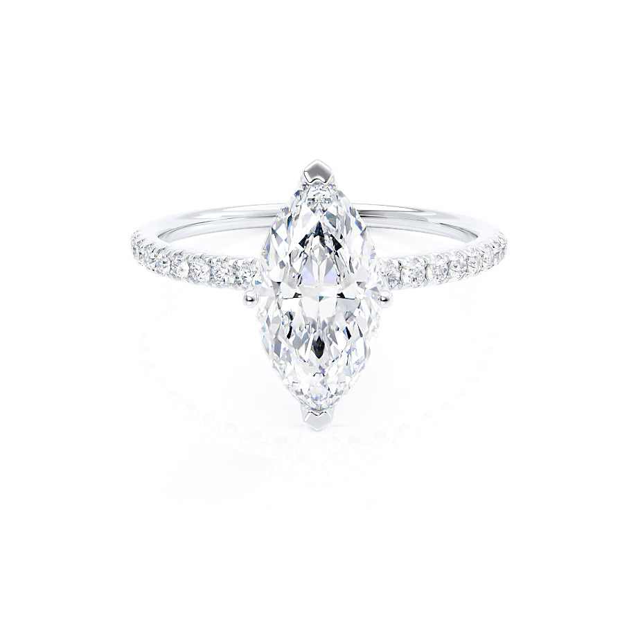 1.0 CT Marquise Shaped Moissanite Solitaire Pave Style Engagement Ring