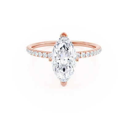 1.0 CT Marquise Shaped Moissanite Solitaire Pave Style Engagement Ring